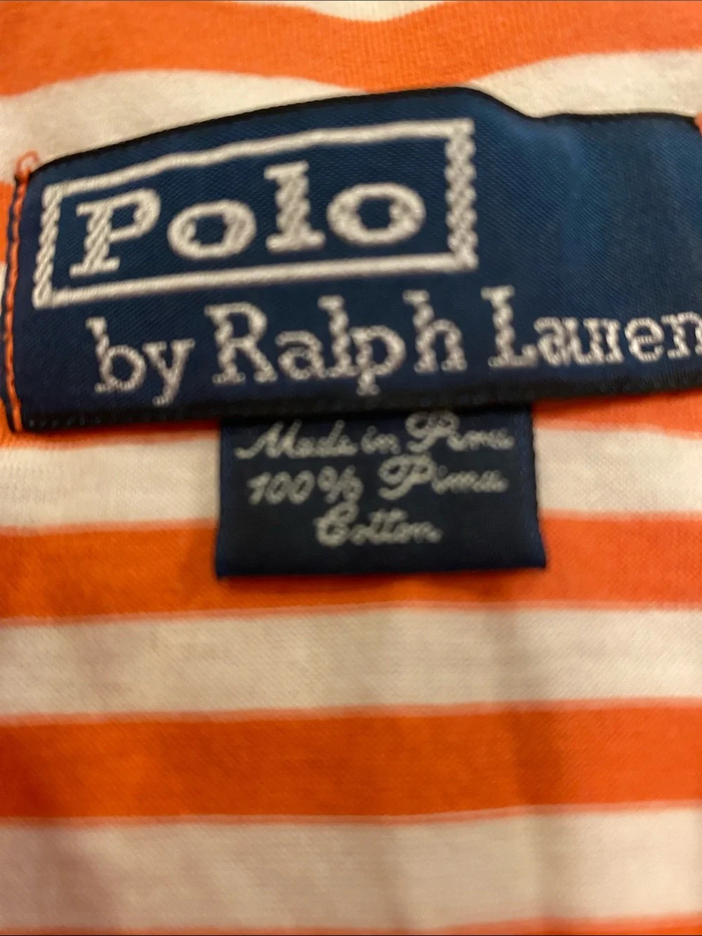 Ralph Lauren Orange and White Striped Polo Tee